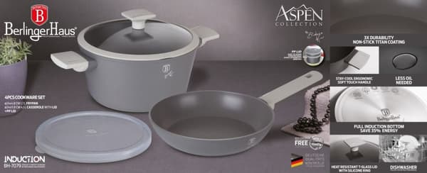 GRYDE OG STEGEPADE S?T 24CM MED TITANIUMBEHANDLING BERLINGER HAUS ASPEN BH-7079