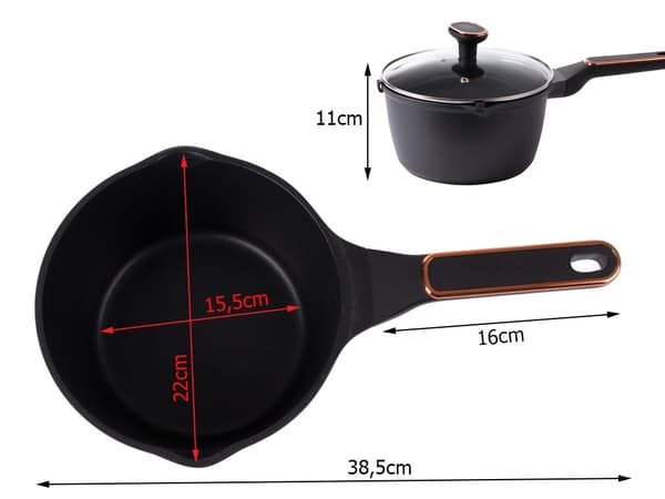 3L Kastrull med lock – Non stick beläggning – Induktionshäll