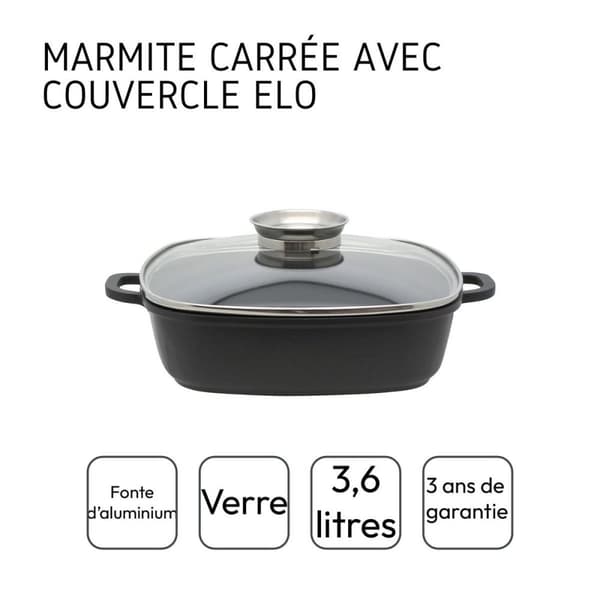 Holländsk ugn - ELO - 28 cm fyrkantig gryta - Alla värmekällor inklusive induktion - Non-stick