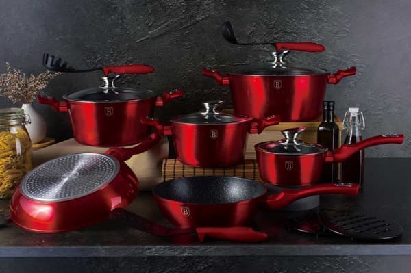 BERLINGER HAUS BH-1226 RED METALLIC LINE GRANITGRYDER SÆT 15 ELEMENTER.