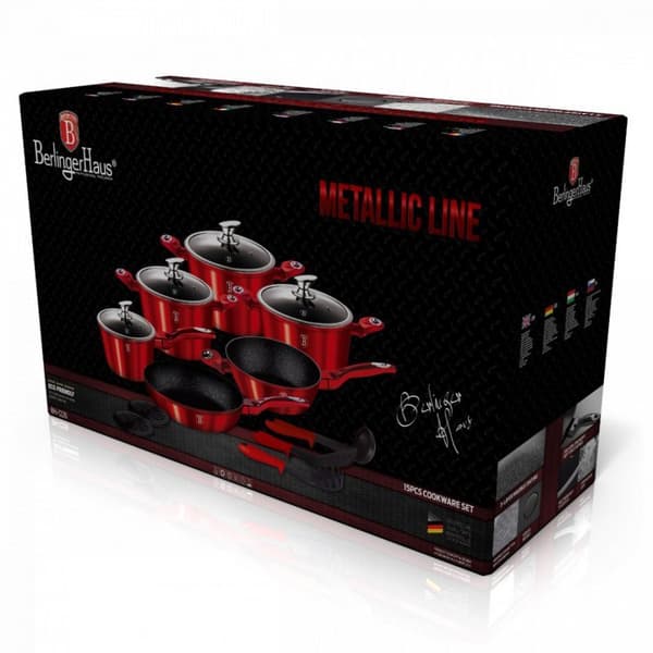 BERLINGER HAUS BH-1226 RED METALLIC LINE GRANITGRYDER SÆT 15 ELEMENTER.