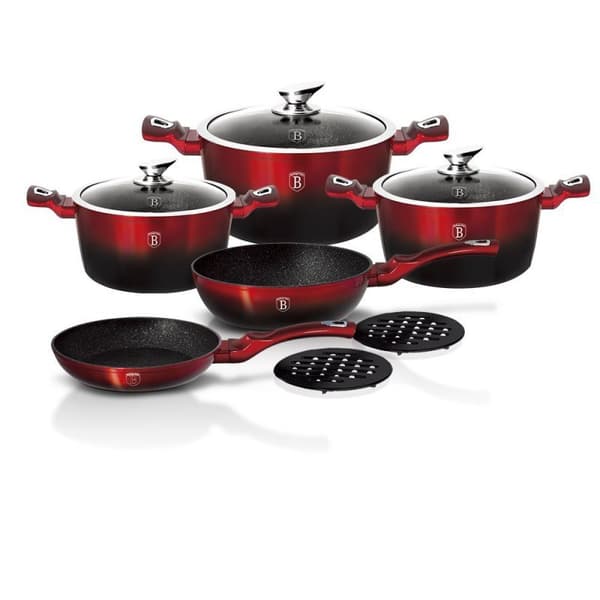 BERLINGER HAUS BH-1631 BURGUNDY METALLIC GRANIT GRYTA SET 10 ELEMENT.