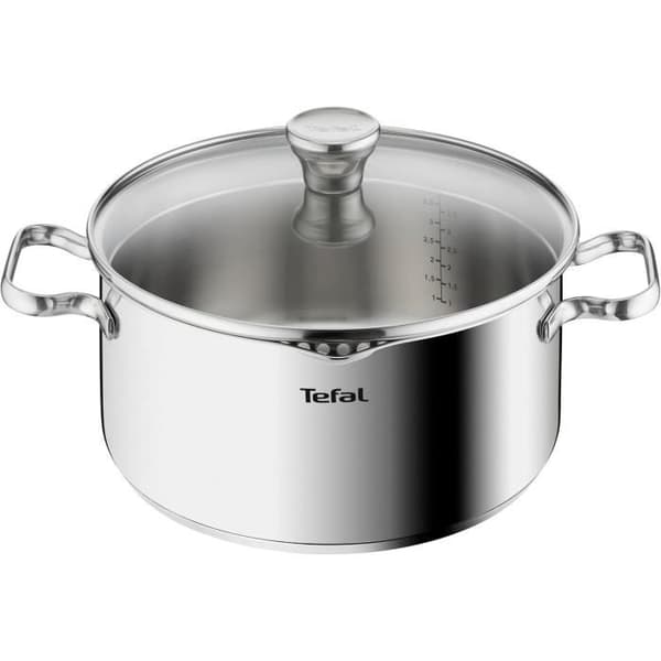 Tefal Faitout 24 cm, Induktion, Rostfritt stål 18/10, 10 års garanti, Glaslock med filter, Duetto A7054663