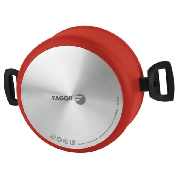 Induktionsångkanna 20 cm, ångkorg i rostfritt stål, lock av glas FAGOR Maxima Röd 801243