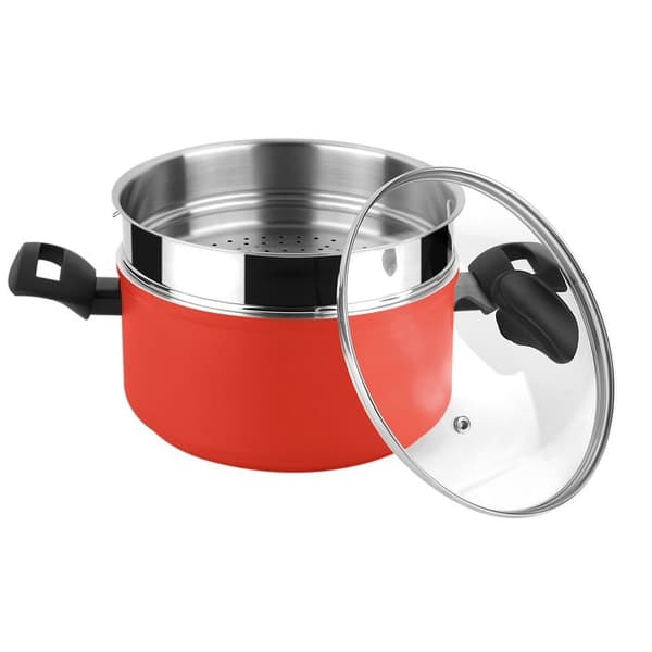 Induktionsångare 20 cm, ångkorg i rostfritt stål, lock av glas FAGOR Maxima Röd 801243