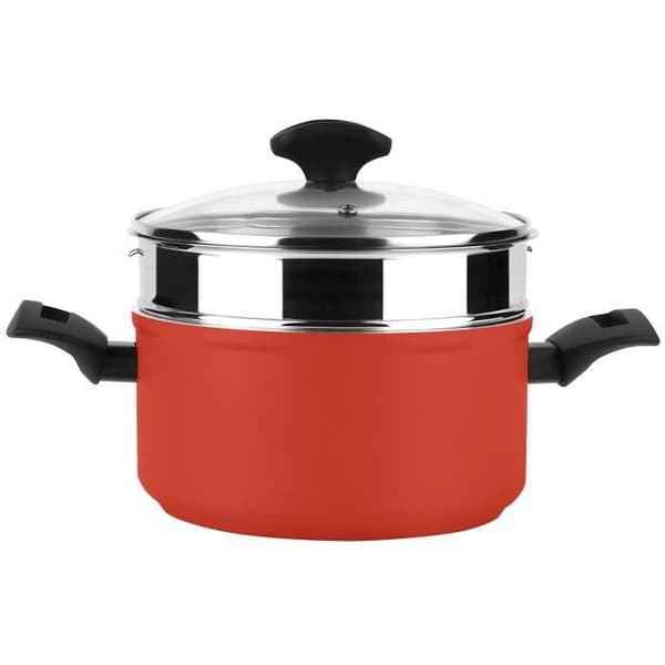 Induktionsångkanna 20 cm, ångkorg i rostfritt stål, lock av glas FAGOR Maxima Röd 801243