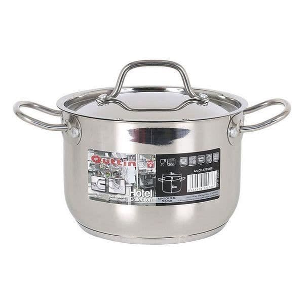 Quttin gryta i rostfritt stål med lock - storlek: ø 38 x 19 cm