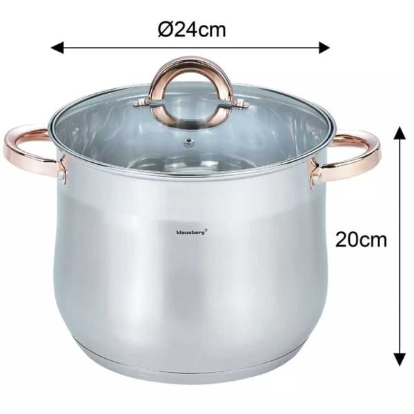 KLAUSBERG GASTRO GRYDE MED LÅG 24cm 8,6L KB-7793