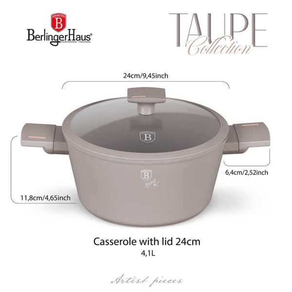 TITANKRUKA MED LOCK 24cm BERLINGER HAUS BH-8101 TAUPE