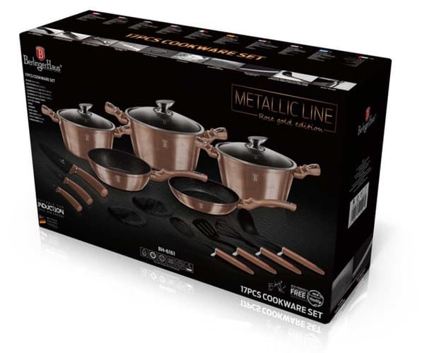 BERLINGER HAUS BH-6161 ROSEGULD GRANIT KRUKTOR SET, 17 DEL