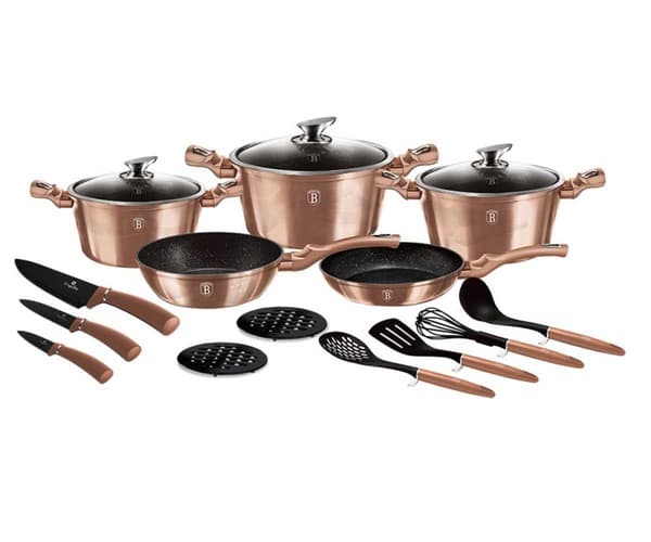 BERLINGER HAUS BH-6161 ROSEGULD GRANIT KRUKTOR SET, 17 DEL