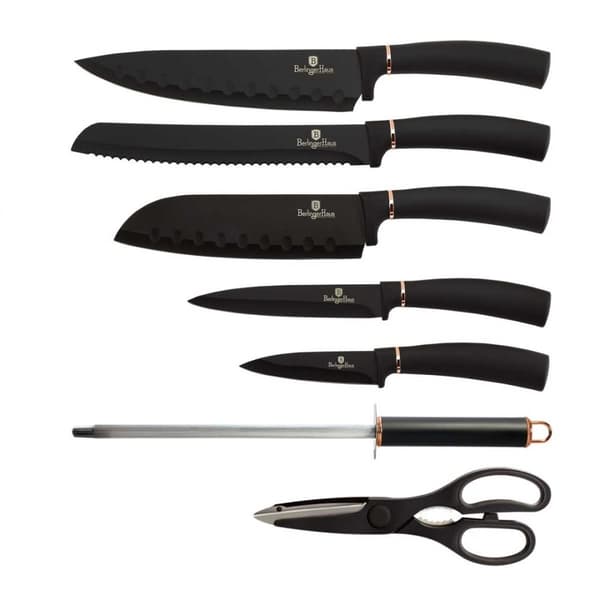 BERLINGER HAUS BH-2421 BLACK ROSE KNIVE SET I STAND