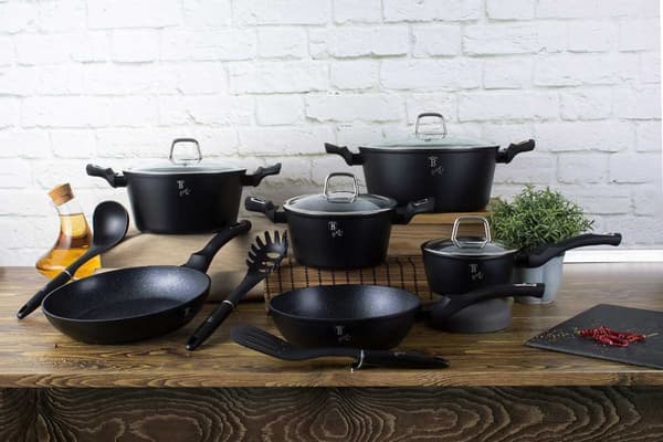 GRANITKRYTA SET 15 st. BERLINGER HAUS BH-6155 SVART SILVER