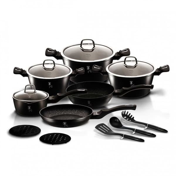 GRANITKRYTA SET 15 st. BERLINGER HAUS BH-6155 SVART SILVER