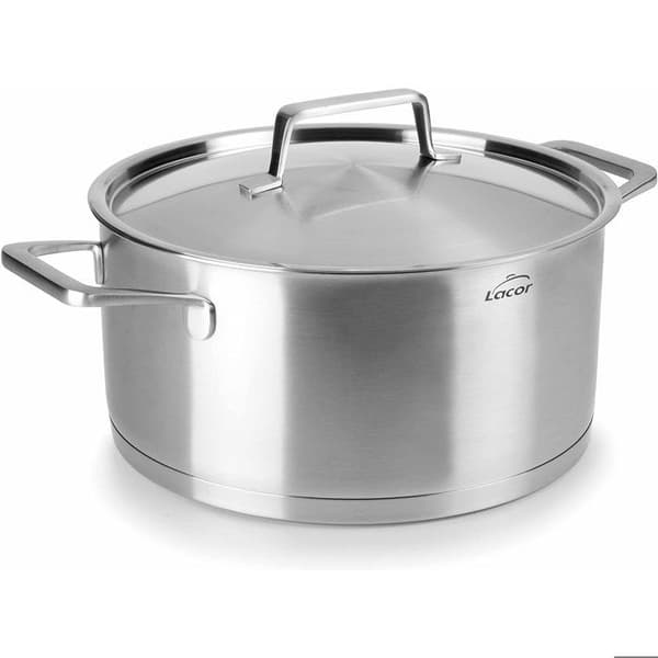 LACOR 45020 Faitout Foodie med Lock 20 x 9,5 cm, Rostfritt Stål, INOX, 20 cm