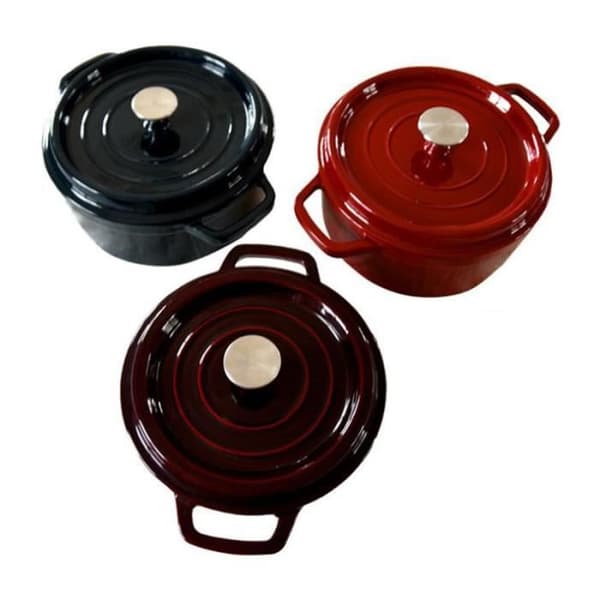 TD® Emaljgryta Gjutjärnsgryta Gryta Gryta Emaljgryta Hot Pot Grill Universalgryta Nonstick Wokpanna 24cm -röd