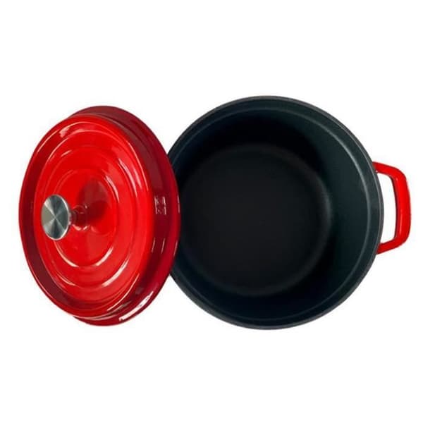 TD® Emaljgryta Gjutjärnsgryta Gryta Gryta Emaljgryta Hot Pot Grill Universalgryta Nonstick Wokpanna 24cm -röd