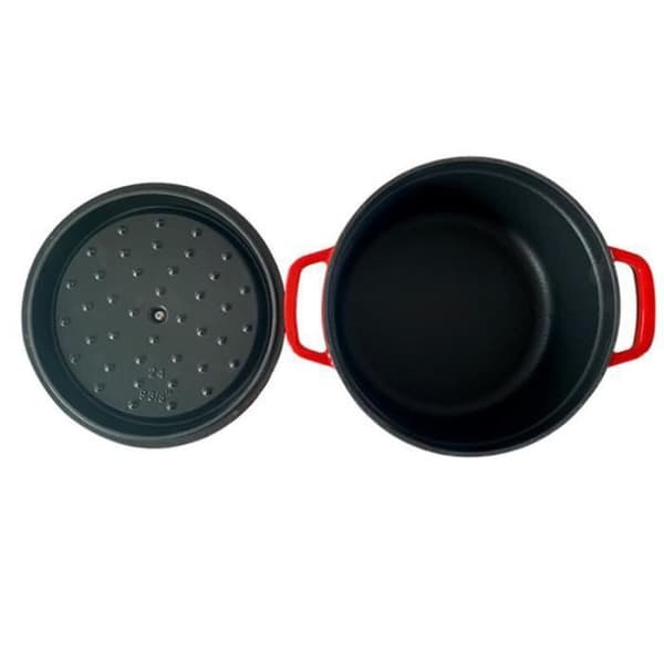 TD® Emaljgryta Gjutjärnsgryta Gryta Gryta Emaljgryta Hot Pot Grill Universalgryta Nonstick Wokpanna 24cm -röd