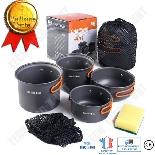 TD® Kit rostfritt stål campinggrytor svamp sked kök grill porslin utomhus picknick rostfri vandring resor bärbar