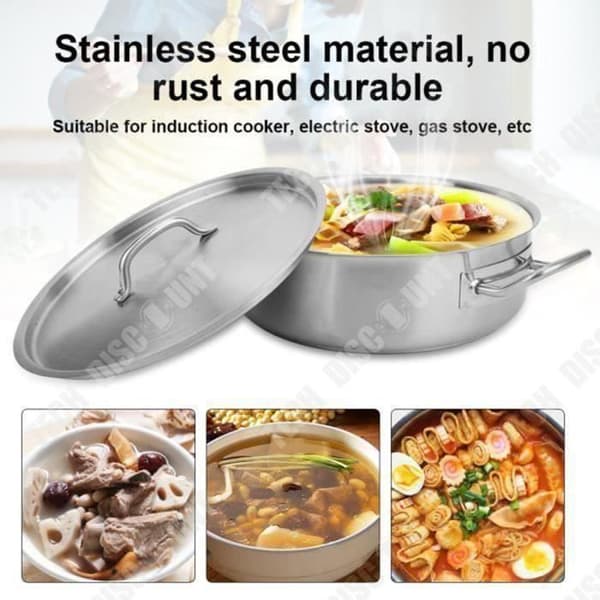 TD® dubbla handtag rostfritt stål Stockpot med lock och kokkärl -TUN