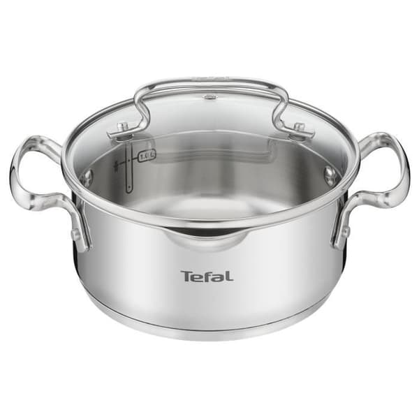 TEFAL Duetto+ holländsk ugn 18 cm, Induktion, Rostfritt stål av hög kvalitet, 10 års garanti, Nitade handtag, Glaslock
