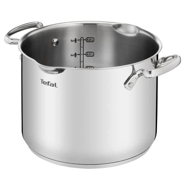 TEFAL Duetto+ 22 cm kokgryta, Induktion, Högkvalitativt rostfritt stål, 10 års garanti, Nitade handtag, Glaslock