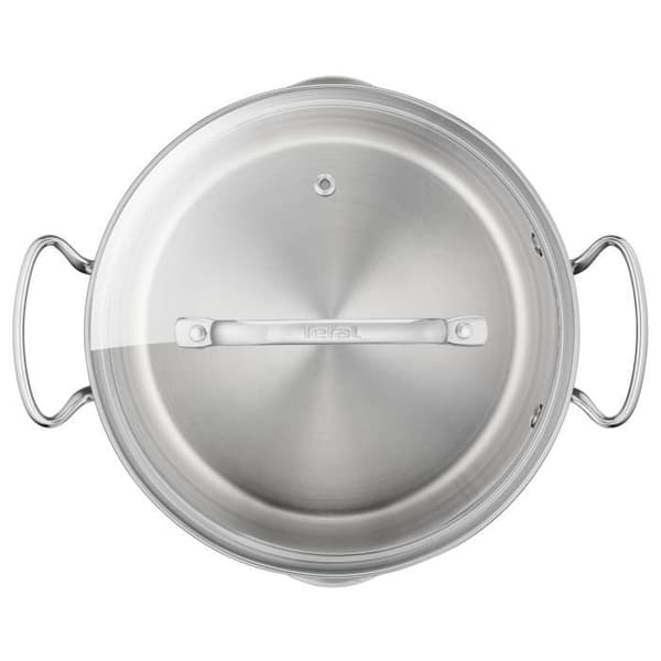 TEFAL Duetto+ 22 cm kokgryta, Induktion, Högkvalitativt rostfritt stål, 10 års garanti, Nitade handtag, Glaslock