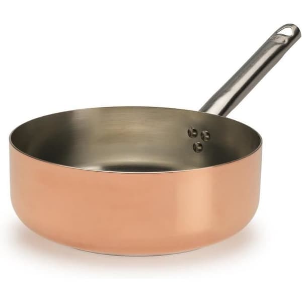 Pentole Agnelli ALCU107PI28 Låg gryta, förtinad koppar med dubbel botten för induktion, 28 cm