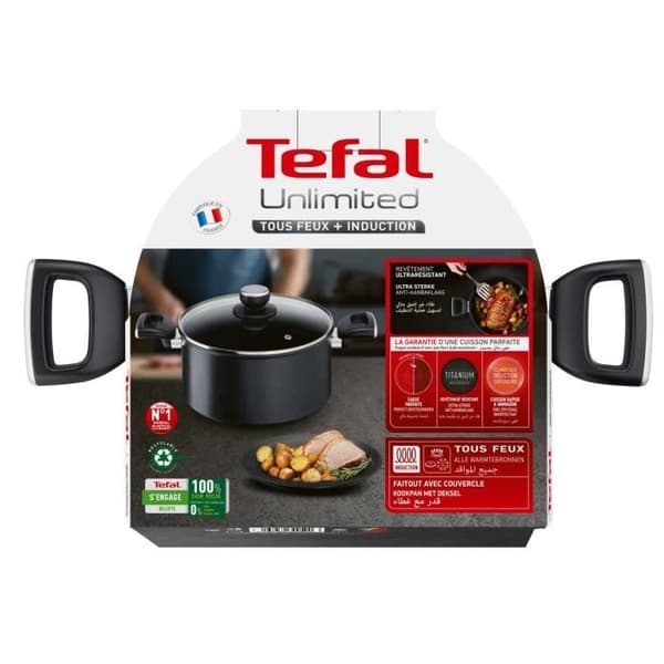 TEFAL G2554602 Obegränsad kastrull 24 cm (5 L) + glaslock