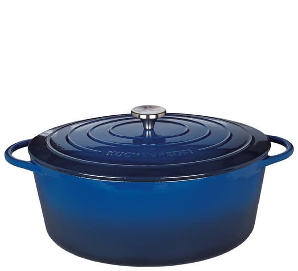 Holländsk ugn - Küchenprofi gryta - 0402001235 - Kuchenprofi Oval gryta 35 cm Provence Blå Gjutjärn 35 cm