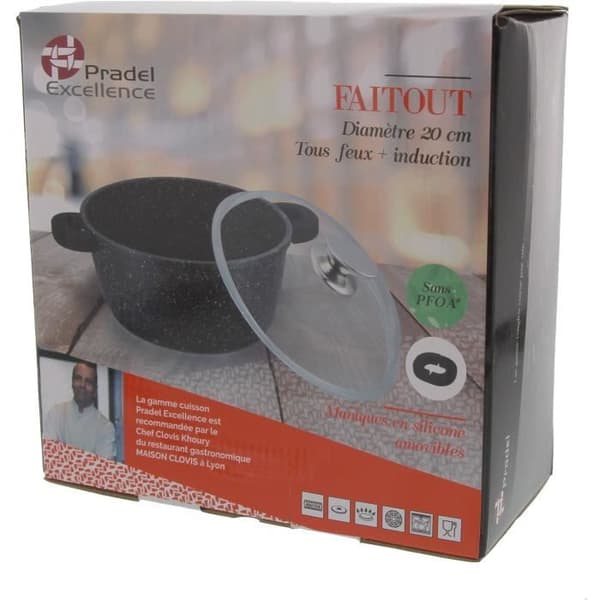 PRADEL EXCELLENCE gryta i stenstil - Ø 20 cm - 2,2 L - Svart - Alla värmekällor inklusive induktion