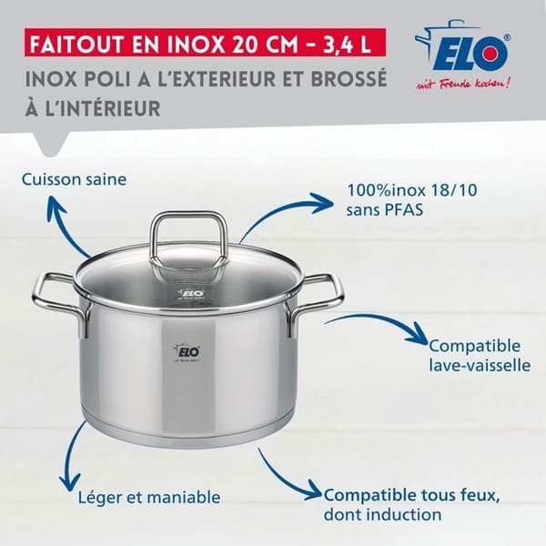 Faitout i rostfritt stål 20 cm 3,4 liter Elo Citrin