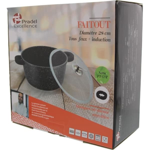 PRADEL EXCELLENCE gryta i stenstil - Ø 28 cm - 5,8 L - Svart - Alla värmekällor inklusive induktion