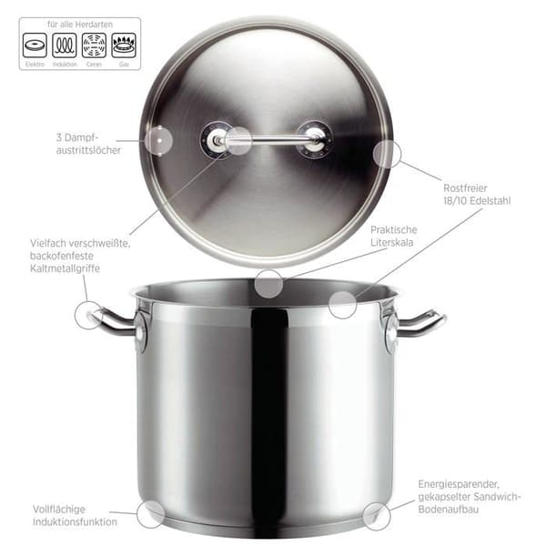 Holländsk ugn - professional i pot - 926098 - Grönsaksgryta med lock 18/10 rostfritt stål 20 cm