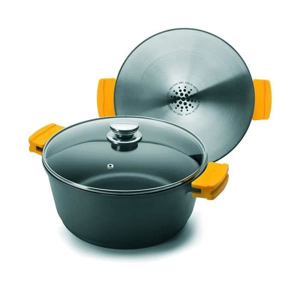 IBILI Evolution kastrull i gjuten aluminium, glaslock och silikonhandtag, 28 cm, Non-stick, Induktionskompatibel