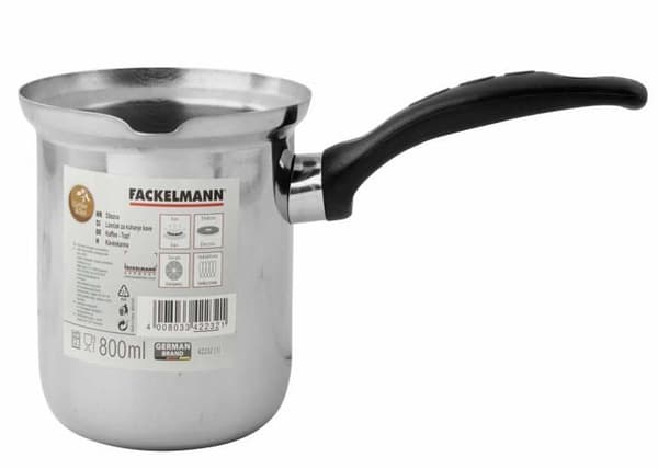 Faitout - marmite Fackelmann - 42232 - Kaffe- och mjölkkruka 800 ML, Rostfritt stål, Svart/Silver, diameter ca 9 cm