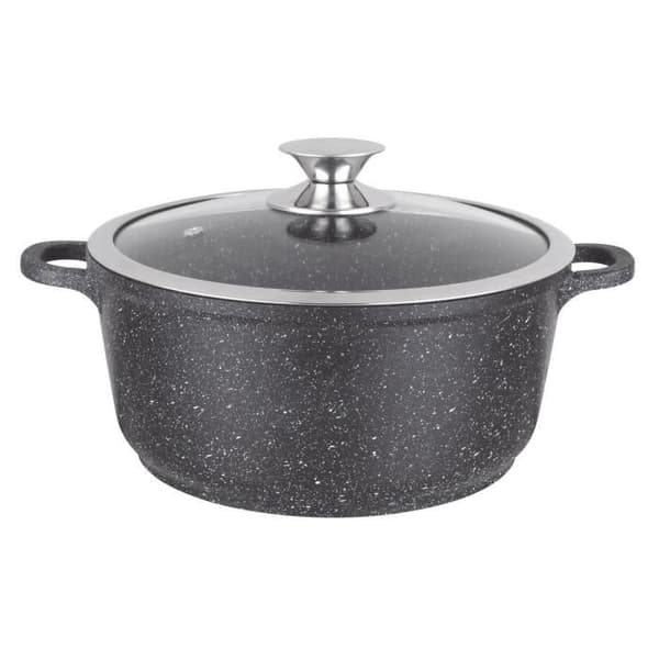 Kamberg - 16 cm holländsk ugn - Gjuten aluminium - Beläggning av stentyp - Glaslock - Alla värmekällor inklusive induktion