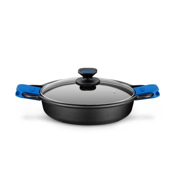 MONIX Solid+ | Låg Gryta 28 cm, Aluminiumgjutning med Non-stick Innovationer utan PFOA, Kompatibel med Alla Värmekällor