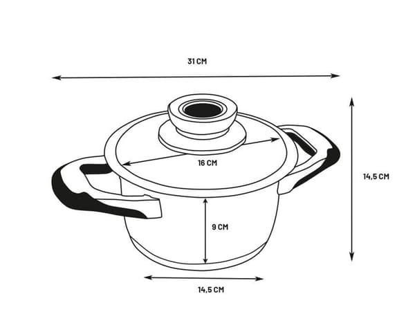 ECOVITAM | 1,8L holländsk ugn 18/10 rostfritt stål | Diameter 16 cm | Alla värmekällor inklusive induktion | Integrerad termometer | PFA fri