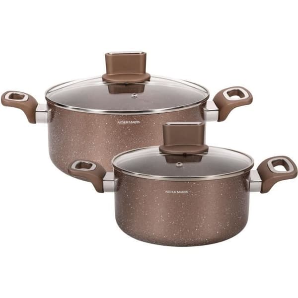 Kastrullset - ARTHUR MARTIN - AM9820 - 20-24 cm med glaslock - Aluminium - Alla spishällar inklusive induktion