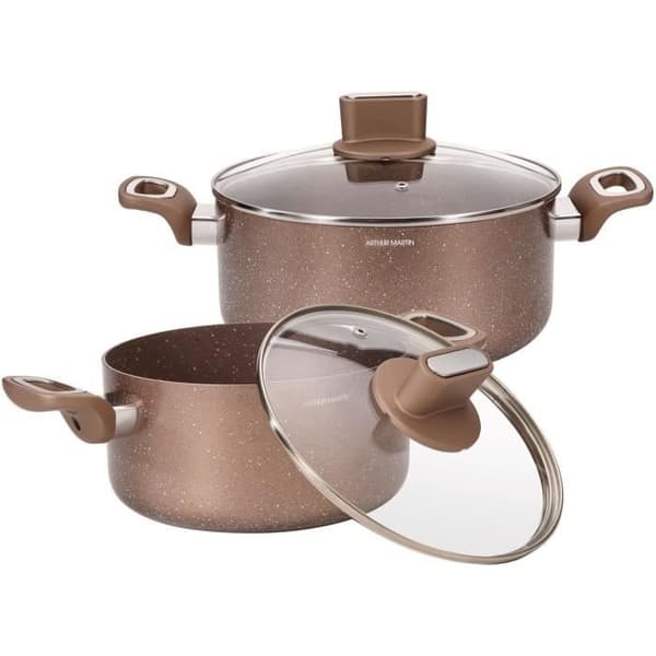 Kastrullset - ARTHUR MARTIN - AM9820 - 20-24 cm med glaslock - Aluminium - Alla spishällar inklusive induktion