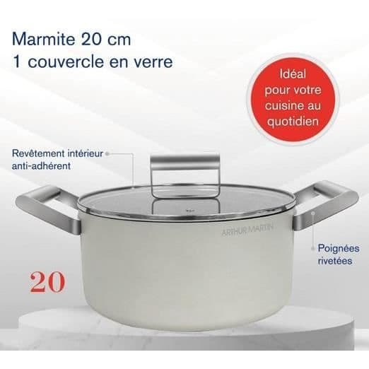 Suppegryde - ARTHUR MARTIN - AM0063 - 20 cm med låg - Smedet aluminium - Alle varmekilder inklusive induktion + ovn