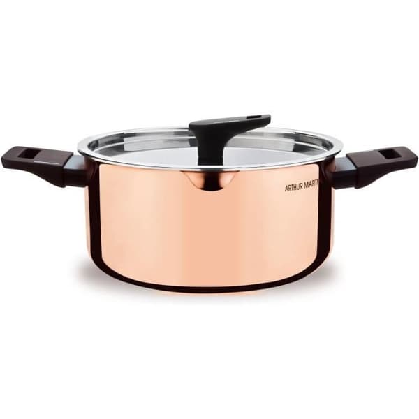24 cm paistinpannu - ARTHUR MARTIN - AM945GT - 3 kolmivaiheista kerrosta: kupari, alumiini, ruostumaton teräs - Kaikki lämmönlähteet, myös induktio