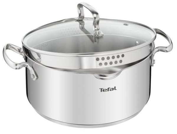 Tefal DUETTO+ G7194455, Pyöreä, Ruostumaton teräs, Ruostumaton teräs, Keraaminen, Kaasu, Halogeeni, Induktio, Sinetöity levy, 250 °C, Lasi