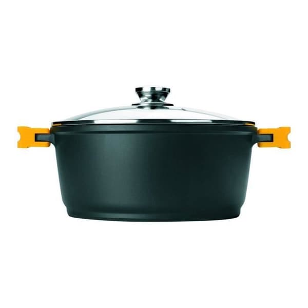 IBILI Evolution kastrull i gjuten aluminium, glaslock och silikonhandtag, 24 cm, Non-stick, Induktionskompatibel