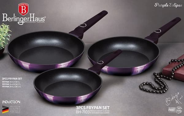 Sæt med 3 titanium stegepander Berlinger Haus Bh-7103 Lumarko!