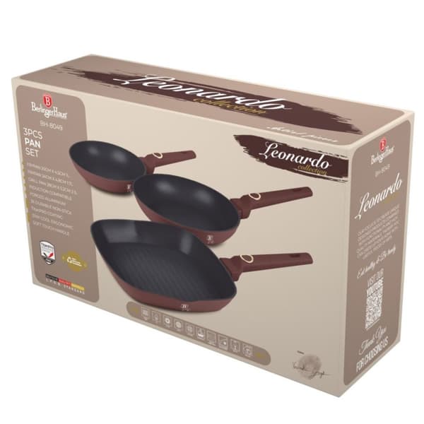 Sæt med 3 titanium stegepander Berlinger Haus Bh-8049 Leonardo Lumarko!