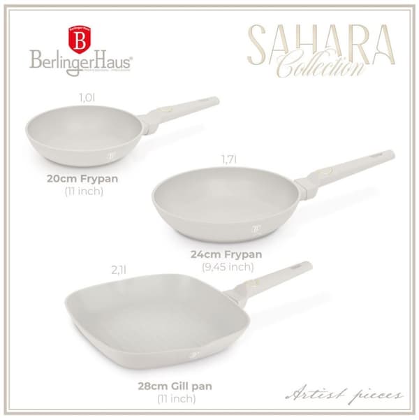 Berlinger Haus Bh-8079 Sahara Lumarko sæt med 3 stegepander i titanium!