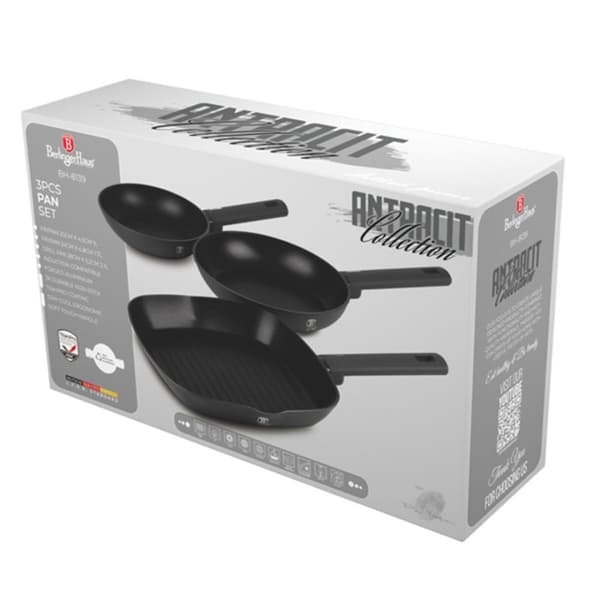 Sæt med 3 titanium stegepander Berlinger Haus Bh-8139 Antracit Lumarko!