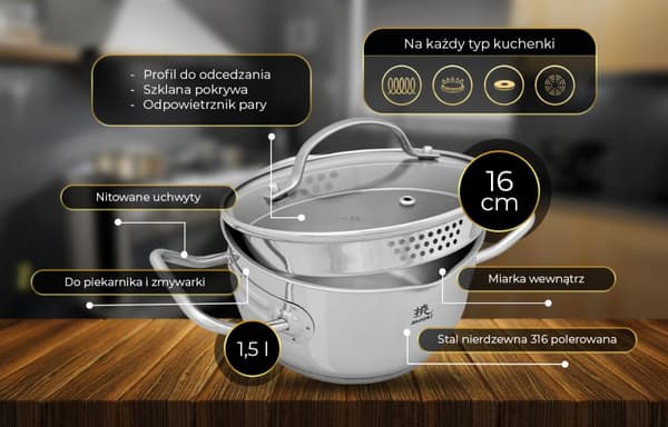 Shiori Steel Series Pro 316 induktionsgryde 16 cm